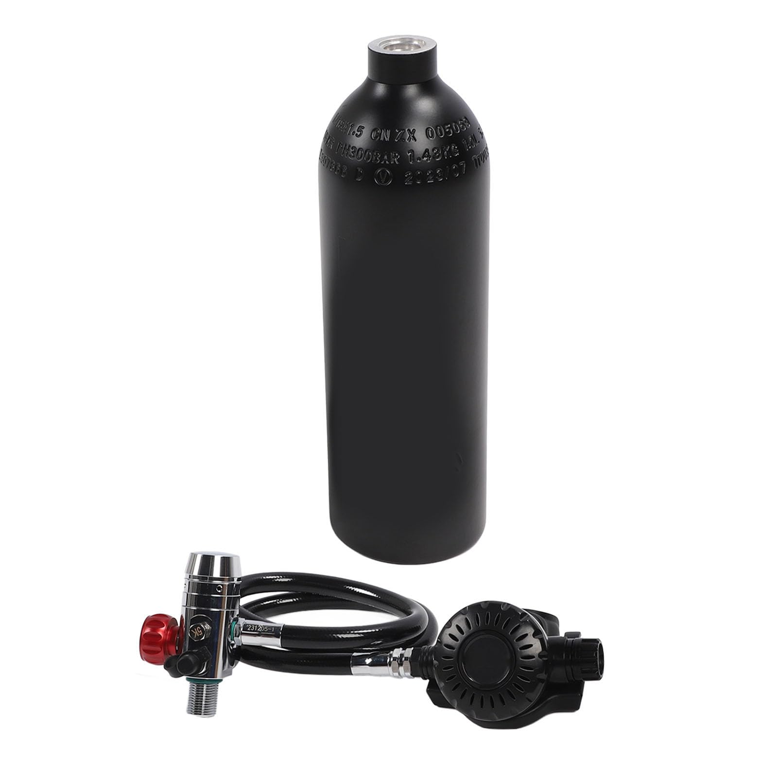 Jopwkuin Mini Oxygen Cylinder, Small 1L Diving Kit Explosionproof Rustproof Detachable for Outdoor (Black)