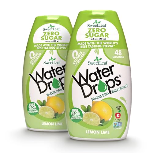 Image of SweetLeaf Water Drops - Lemon Lime Water Enhancer, Sugar Free Sweet Leaf Stevia Water Flavoring Drops, 1.62 Oz Ea (Pack of 2)