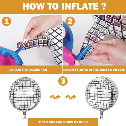Image of Silver Disco Ball Balloons 22 Inch - 6 Pack 4D Foil Balloons for 70s Party Birthday Graduation Decoration