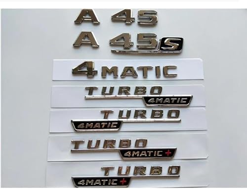 Miniatura 2 de Letras cromadas plateadas, insignias para cajuela, emblemas para Mercedes Benz W176 W177 A45 A35 AMG Turbo 4MATIC (cromado, 4MATIC)