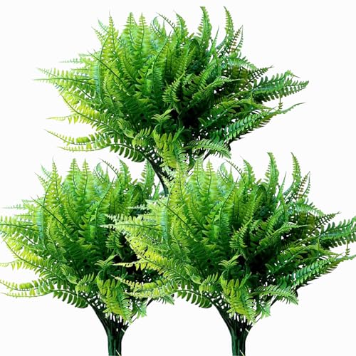 Kingrun Lot de 15 fougères de Boston artificielles pour extérieur Plantes Vertes Plantes de Balcon pour décoration de Table, Jardin, Vase, Mariage, fête