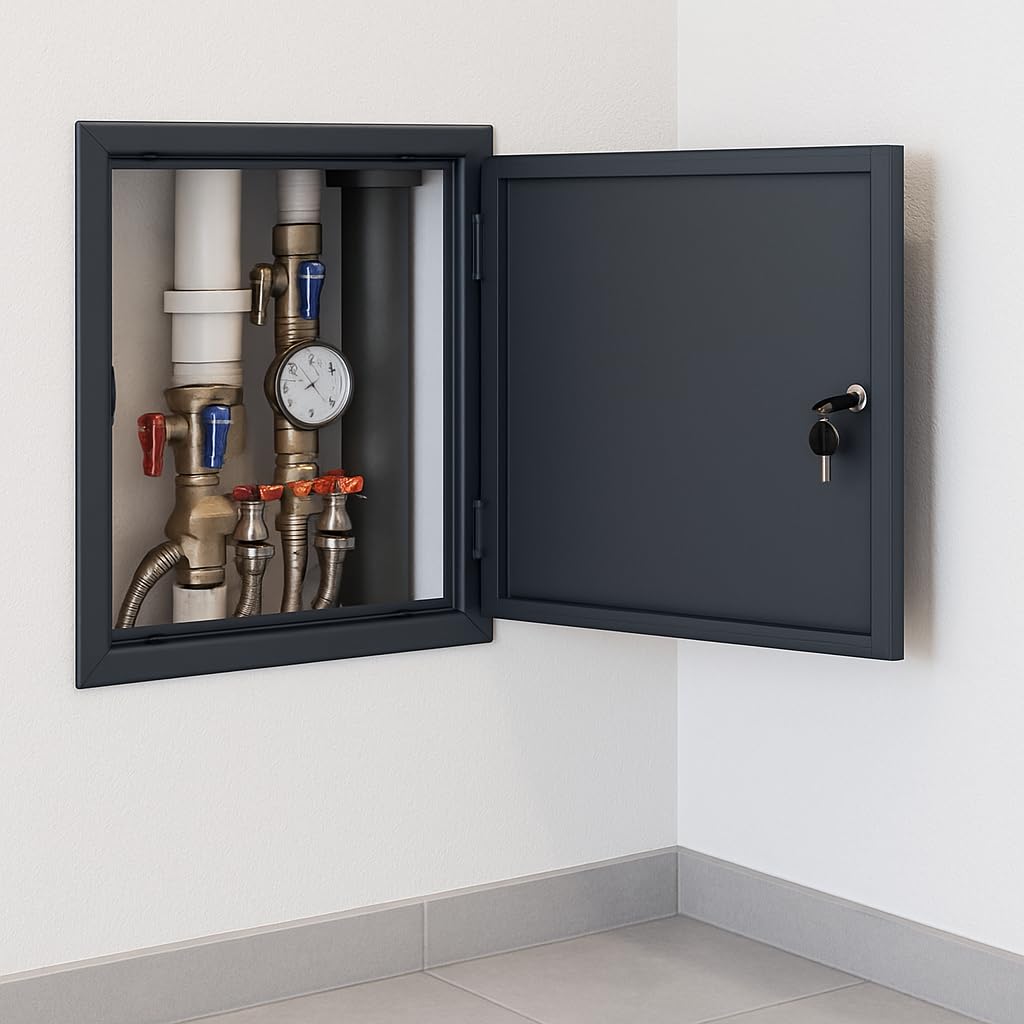 TMALASER - Porta di ispezione in metallo, 70 x 50 cm, in acciaio zincato, porta di ispezione GRAFIT 700 x 500 mm, serratura con chiave, porta di ispezione per pareti in cartongesso