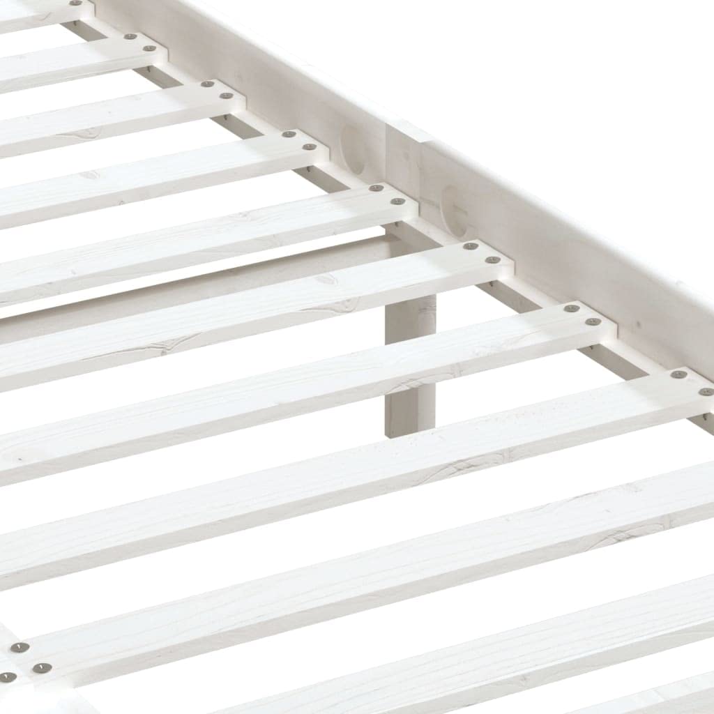 Estructura de Cama de Madera Maciza de Pino Blanco 140x200 cm con cabecero Decorativo Soporte Robusto para Dormitorio Juvenil o Adulto diseño Atemporal y Resistente para un Descanso cómodo