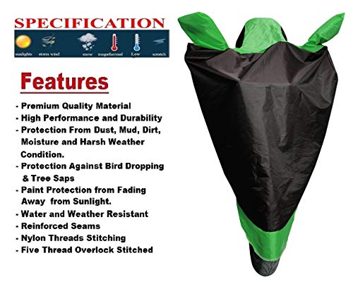 Image of Auto Hub Bike Cover Compatible with Hero Hf Deluxe with Mirror Pocket, Dustproof, Heat Resistant, Triple Stitched, Hf Deluxe Bike Cover- Black, Green
