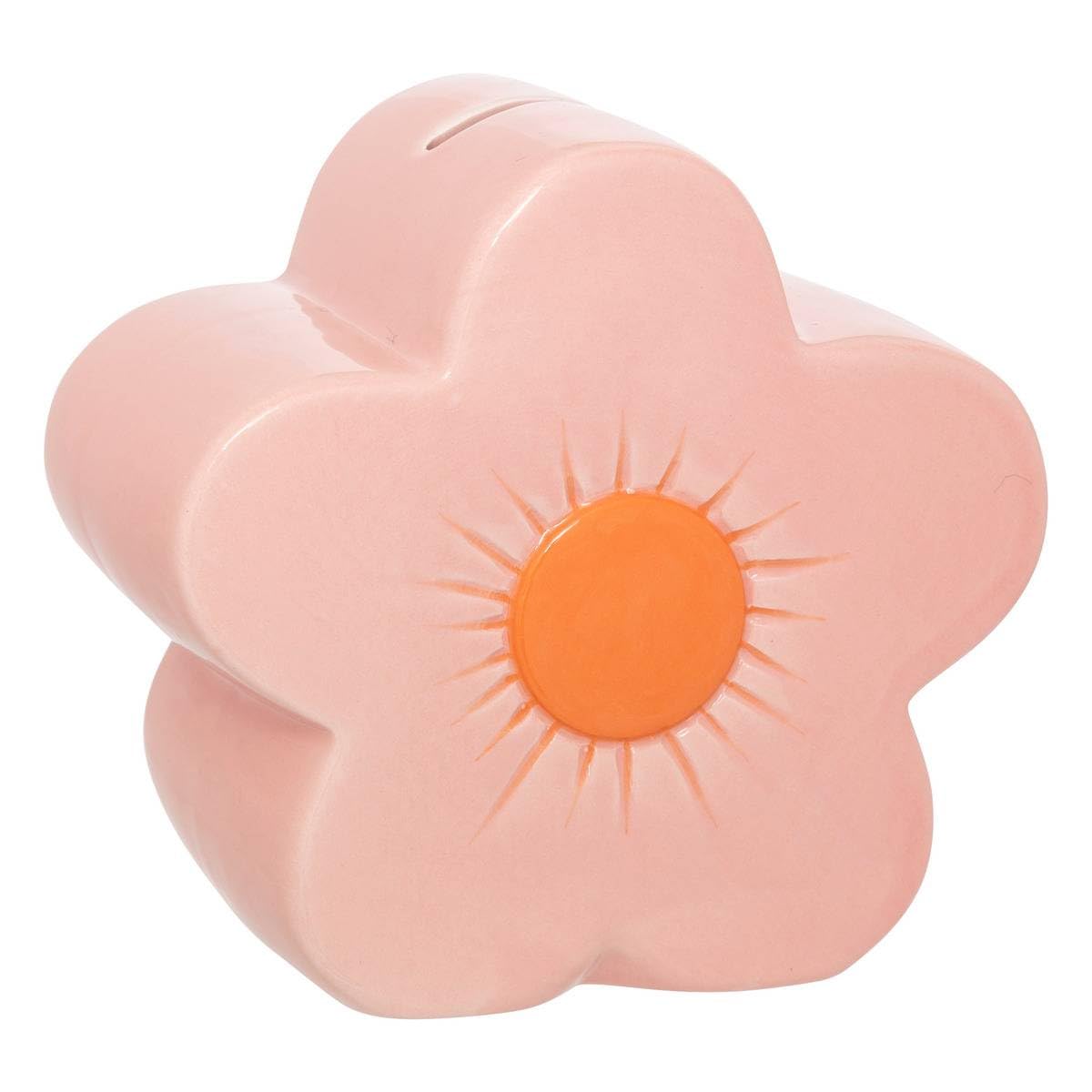 Atmosphera - Tirelire Fleur Anae Rose, H 13,​5 cm, Céramique - pour Chambre d'enfant, Décoration