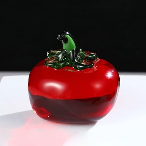 Miniatura 4 de Adorno decorativo de estatua de tomate de cristal, figura de cristal de fruta artificial, pisapapeles de mesa, adorno de cristal para oficina en