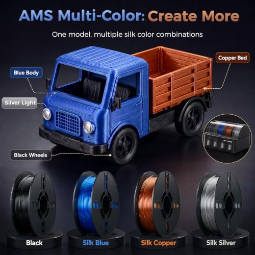 Image of 3D Printer Filament Bundle, 4 Pack*250g PLA Filament(Yellow+red+Blue+Green)