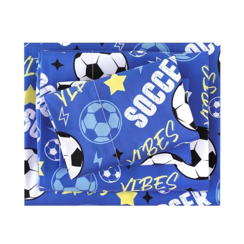 MCO Kids Twin Size Bed Sheet Set with Soccer Sport Theme, 3 Piece Soft Microfiber Kids Bed Sheets, Oeko-TEX, Won't Pop Off, Breathable & Machine Washable, Football Bedding Set for Boys, Girls - image 8