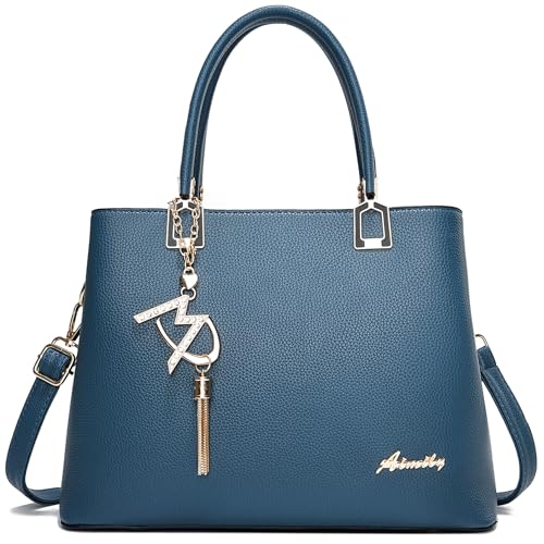 Image of Womens Purses and Handbags Shoulder Bags Top Handle Satchel Tote Bag | Tassel Charm for Ladies Designer Crossbody Purse, Detachable Long Strap, PU Leather Tote Handbag for Women