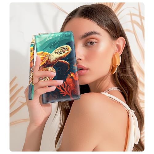 Image of Aiawoxc Womens Wallet, RFID Wristlet Wallets for Women, Ladies Clutch Purses, Large Travel Card Holder with Phone Holder | RFID