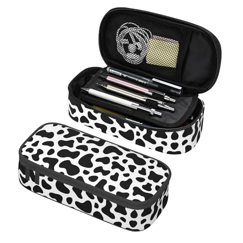 Image of Cow Print Pencil Case for Boys and Kids Cute Pen Box Pouch Large Cow Pencil Case with Double Zipper, Portable Pencil Pouch for School Office Supplies
