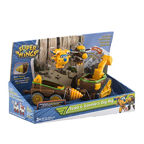 Super Wings Todd's & Donnie's Dig Rig 2 Transform-a-BOT Todd & Donnie, avião e robot de brinquedo figura e robô transformável da série de animação brinquedos para crianças a partir de 3 anos.