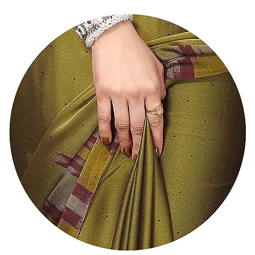Image of MIRCHI FASHION Saree for Woman Chiffon Georgette Polka Dot Border | Plain Lightweight Women's Sari with Printed Pallu and Blouse Piece