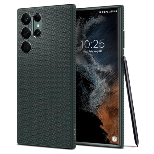 Image of Spigen for Galaxy S22 Ultra Case, Liquid Air [No Magnet Ring] [Military-Grade Protection] - Abyss Green