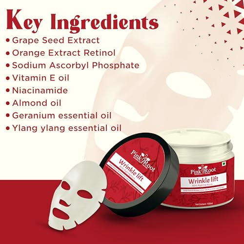 Image of Pink Root Wrinkle Lift Face Mask 100ml, Reduces Fine Lines & Wrinkles, Intensely Boosts Radiance, nourishes & lifts skin