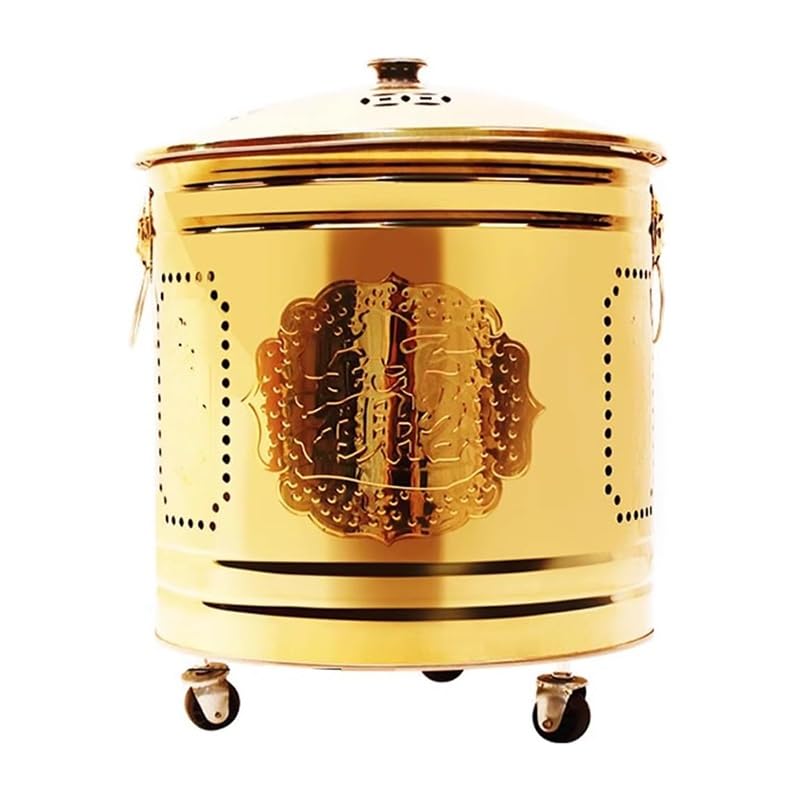 Incinerador de Acero Inoxidable, Incinerador de Jardín, Rueda Universal de 360°, Incinerador Portátil, Incinerador de Basura, for Patio, Patio y Patio Trasero(Gold,Medium)