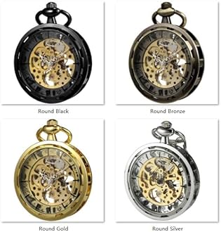 VIGOROSO Mens Classic Steampunk Pocket Watch with Chain Skeleton Hand Wind Mechanical Pocket Watches for Men & Women