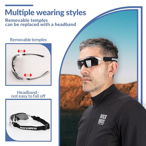 ROCKBROS Sports Sunglasses Polarized Glasses for Men Women UV400 Protection Glasses with Headband for Outdoor Sports Driving Running Climbing Cycling - Image 3