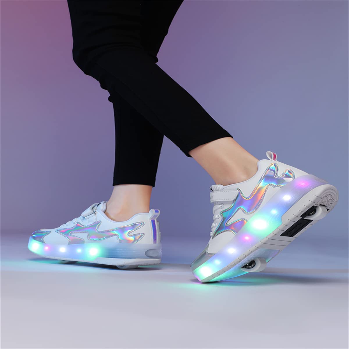 Kowo Wielokolorowe buty z diodami LED dla chłopców i dziewczynek, wrotki, rozmiar 10-6, unisex, buty sportowe, 35 EU