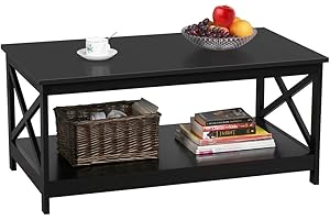 Artfully-Crafted Yaheetech Black Coffee Table: Elegance for Your Living Room