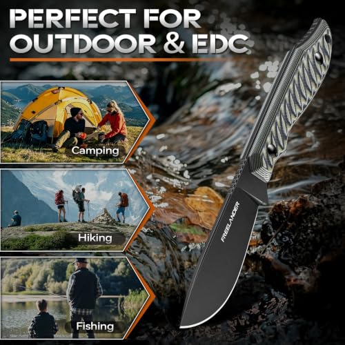 Freelander Outdoor Messer D2 Stahl Full Tang Survival Campingmesser, Grau – Ansicht 6
