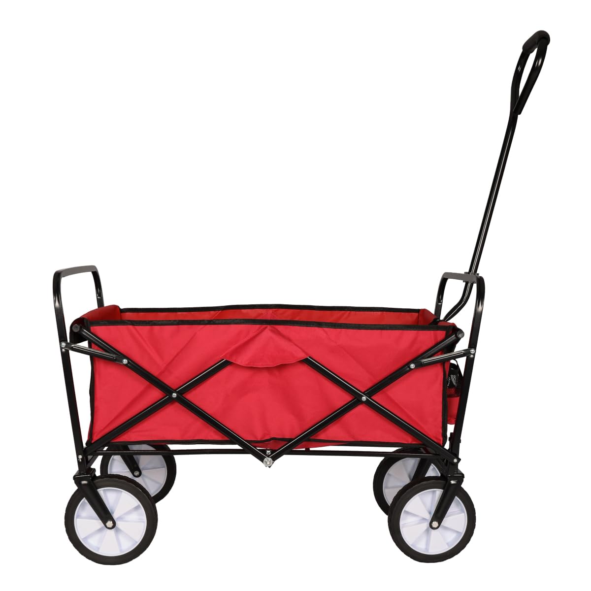 Tough Master Red Folding Wagon Collapsible Trolley Cart On Wheels Washable Fabric, Festival Trolley For Garden Camping Beach Shopping Fishing Picnic Outdoor 70Kg