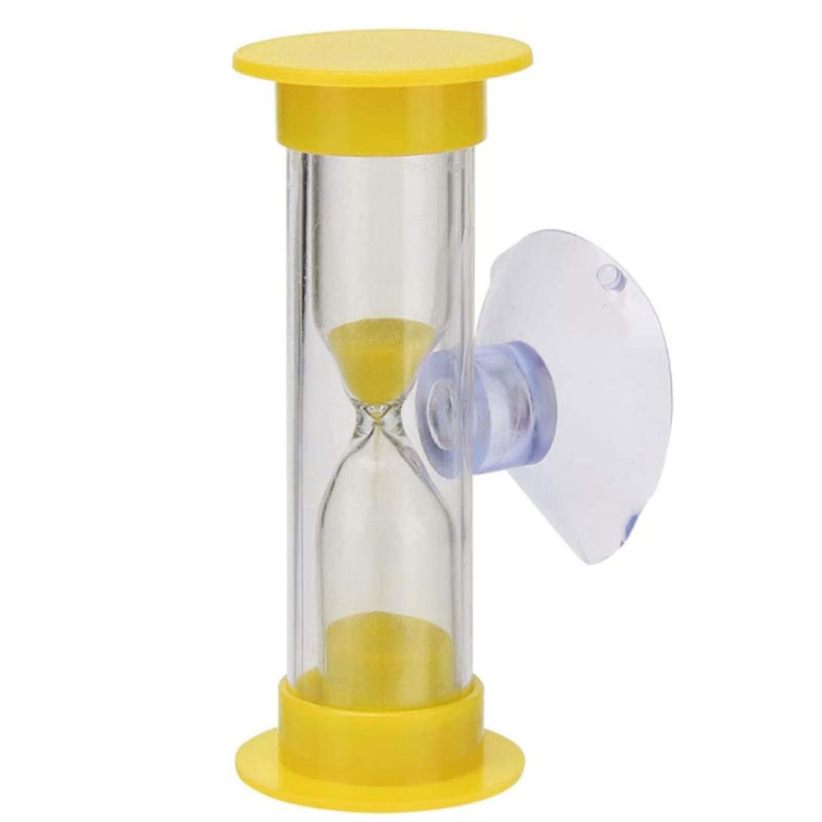 Yokawe Yellow Hourglass Sand Timer 2-Minute With Suction Cup, Unbreakable Plastic Sand Clock For Toothbrushing, Cooking, Games, Classroom