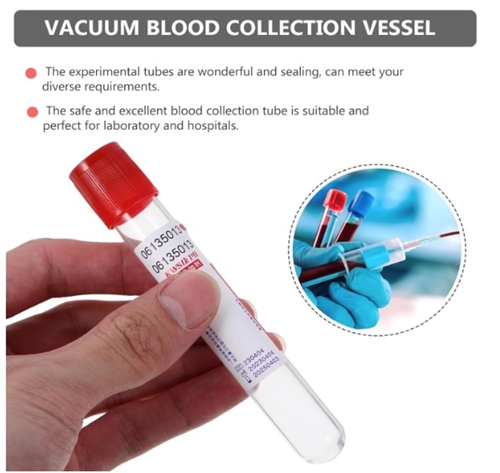 100 pezzi provetta per siero in vetro/PET provetta a pressione negativa provetta per test di laboratorio provetta centrifuga contenitore per campioni di sangue per laboratorio(10ml Glass)