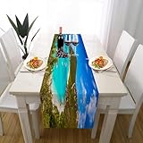 Küsten Strand Boot Tischdeko Outdoor Sommer Deko, Meer Natur Landschaft Tischläufer Waschbar für Einschulung Deko Couchtisch Küche Esstisch Dekoration für Zuhause 33 x 183 cm