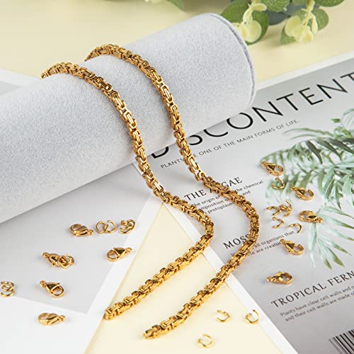 Umaokang 1 Meter Gold Plated Byzantine Emperor Cuban Chain Necklace Men Women Punk Rock Stainless Steel Jewelry Link Chain Bulk With Jump Rings Lobster Clasps #TOP2