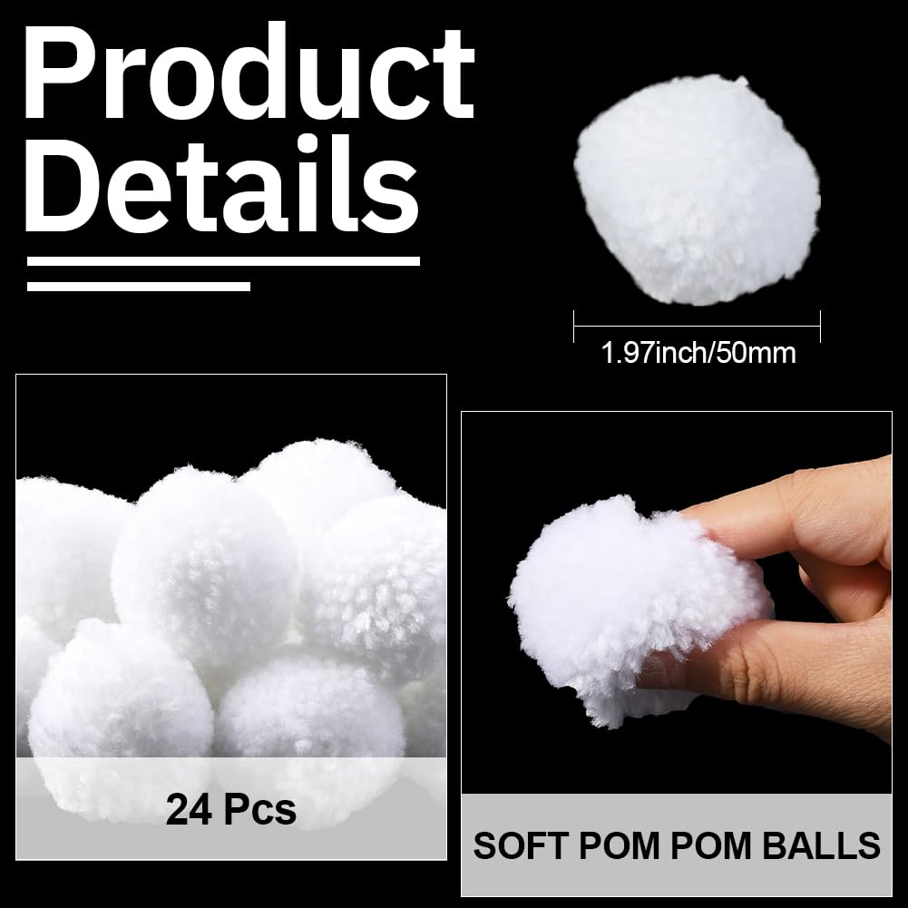 SUNNYCLUE Lot de 120 pompons à paillettes en fibre blanche douce et moelleuse pour loisirs créatifs, loisirs créatifs, décoration de fête de Noël - 15 mm