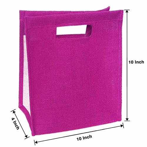 Akshay Jute Bag Dcut-Violet Color - Pack of 10 | Size W 10 H 10 Side 4 inch 3 51H8Z gChQL. SL500