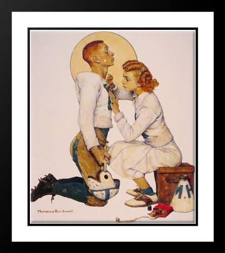 Football Hero 20x23 Framed and Double Matted Art Print by Rockwell, Norman