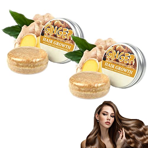 2/4Piezas de barra de champú para el crecimiento del cabello de jengibre, barra de champú de jengibre orgánico que promueve el crecimiento del cabello, barra de jabón natural para el cabello (2piezas) Cover