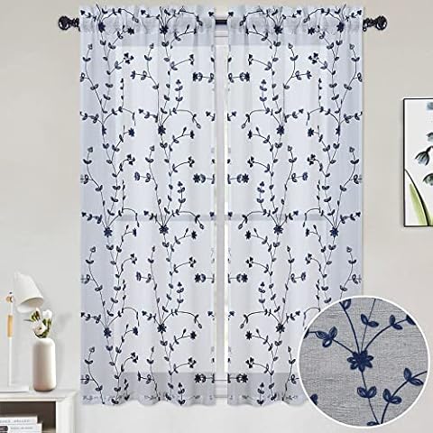 CAROMIO Cortina de Gasa con Flores Cover