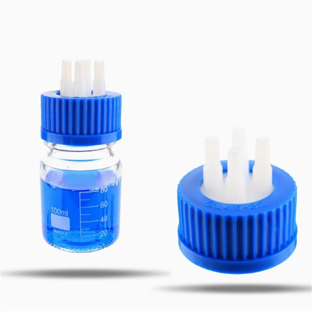 Cristalería de Laboratorio Botella de fase móvil GL45, tapa de acero inoxidable de plástico, tapa de botella de reactivo de dos vías, doble vía, tres vías y cuatro vías.(L)