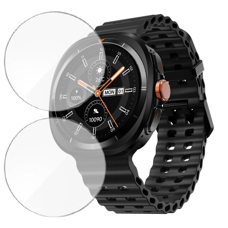 Image of HELLOSCREEN 2-Pack Screen Protector for Fire Boltt Axiom 1.43 inch Smartwatch - Flexible TPU Screen Guard, HD Clear, Anti Scratch, Bubble Free, Full Coverage Film - Not Tempered Glass