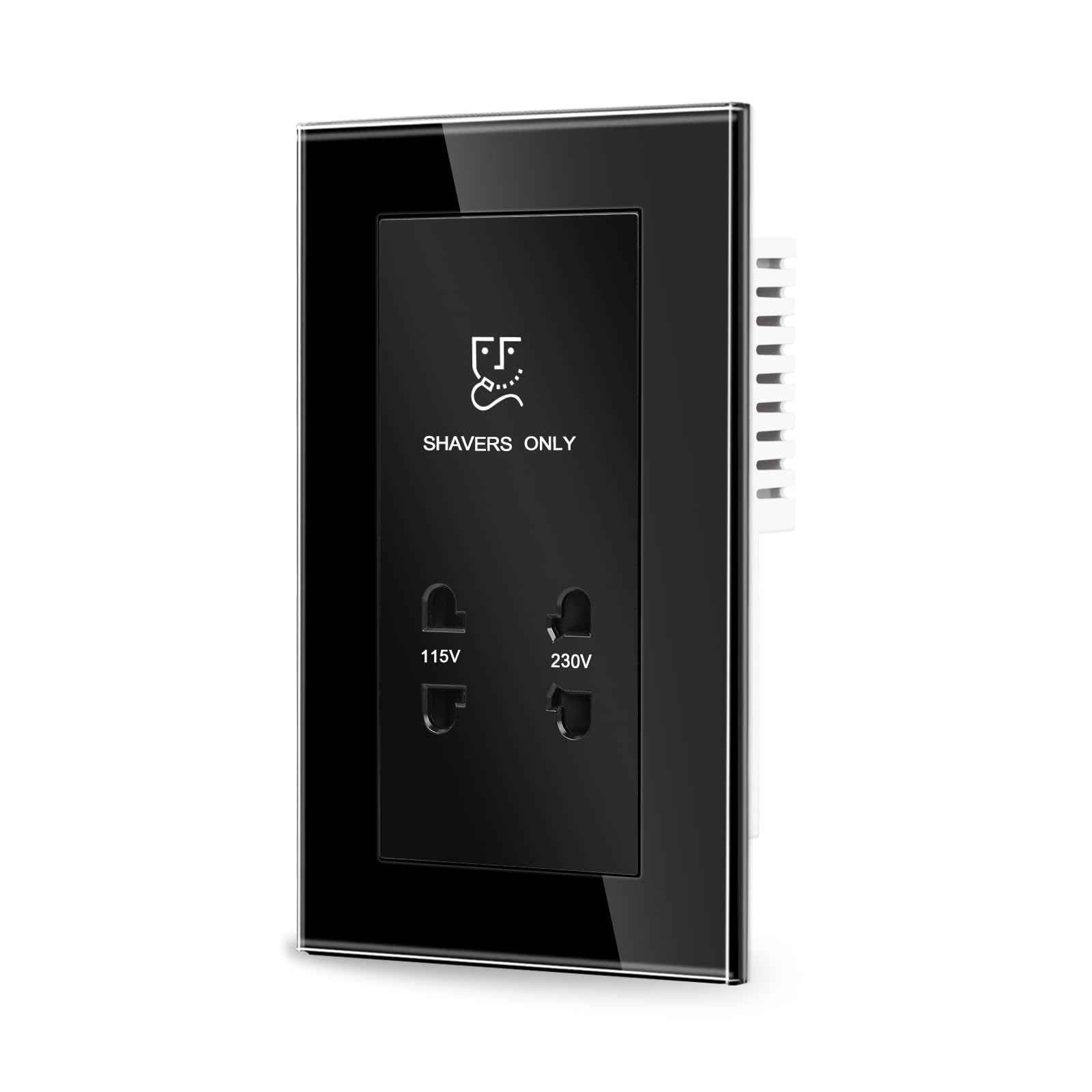 CNBINGO Shaver Socket Bathroom Dual Voltage Shaver Plug Socket Black Glass Panel Electric Toothbrush Charger Sockets