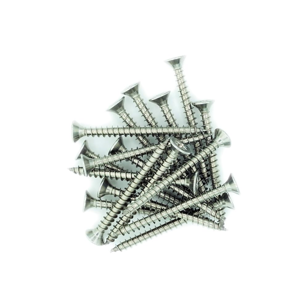 100x 6.0 x 30mm Chipboard Countersunk Head Wood Screws A2 Stainless Steel Chipboard Screws for Floorboards Wood Fences DIY Furniture & Repairs - Corrosion-Resistant and Durable โ image 1