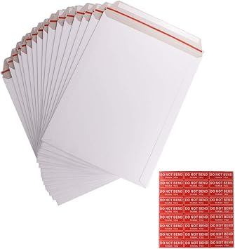 zmybcpack 100 Pack 9X12 inch Self Seal Photo Document Mailers Stay Flat White Cardboard Envelopes White Photography Mailersfor CD, Photos, Document