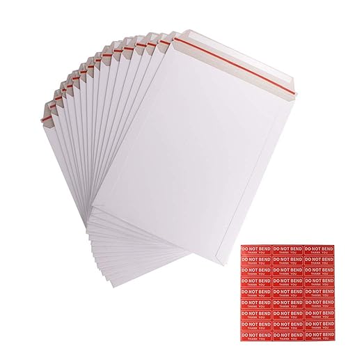 zmybcpack 100 Pack 9X12 inch Self Seal Photo Document Mailers Stay Flat White Cardboard Envelopes White Photography Mailersfor CD, Photos, Document - White - 9x12" (100 pack)