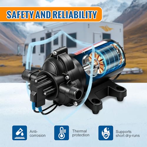 Image of YOUNGTREE RV Water Pressure Diaphragm Pump 110V 4.0GPM 50PSI On Demand Fresh Water Transfer Pump 110Volt AC with Garden Hose Adapters for Irrigation Home Pool Draining Sprinkler