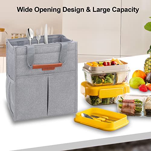 Lacdo Lunch Bag For Women Men Insulated Lunch Tote Bags Waterproof Reusable Lunch Box Soft Cooler With Pockets For Work Travel Picnic, Gray #TOP5