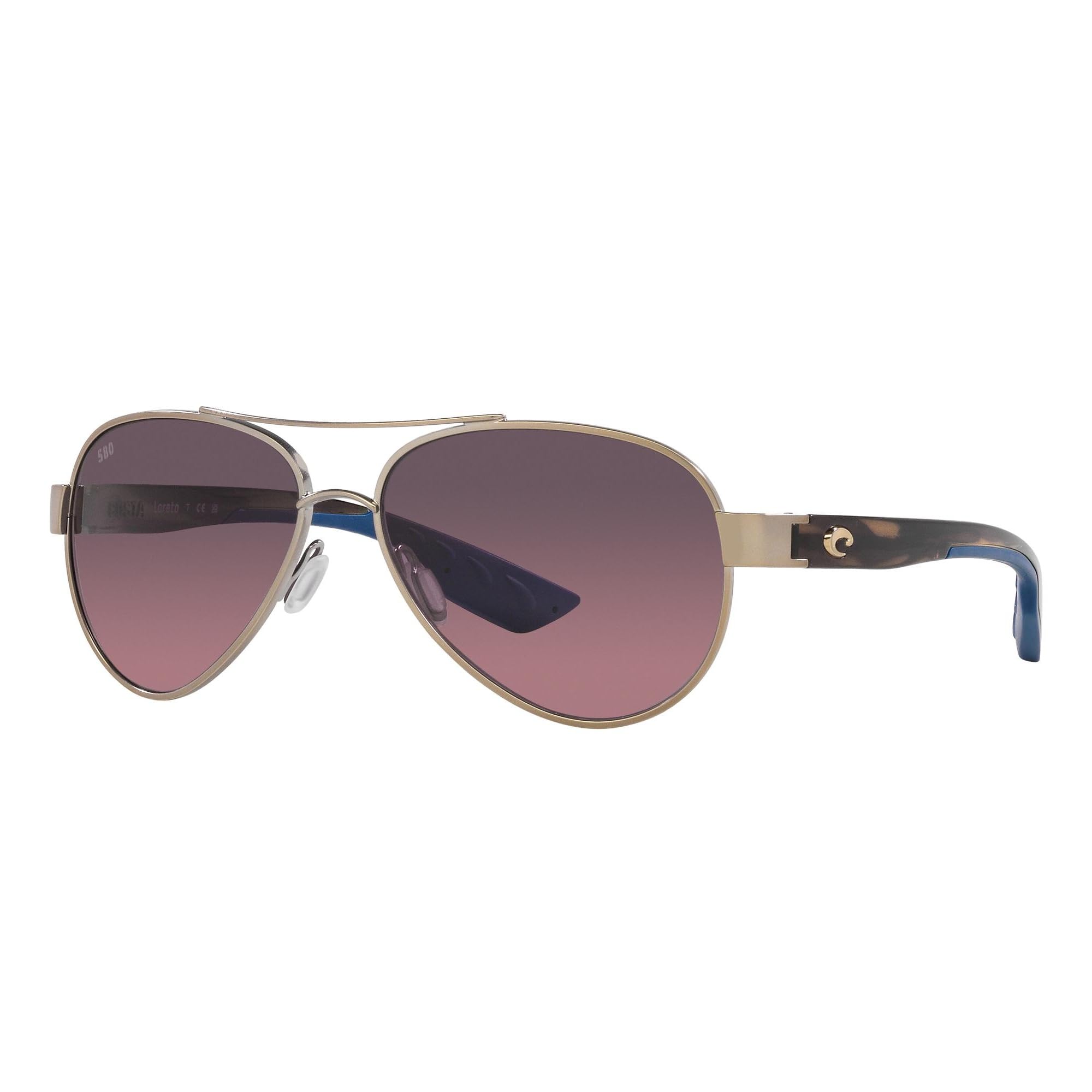 Costa Del Mar Polarized Sunglasses Womens - Loreto Aviator Designer Sunglasses for Women with 100% UV Protection Size 56 580G