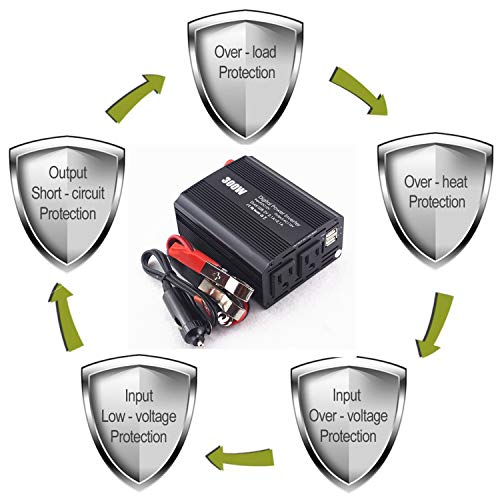 Inversor de corriente de 12v CC a 220v CA para coche con salidas dobles 6