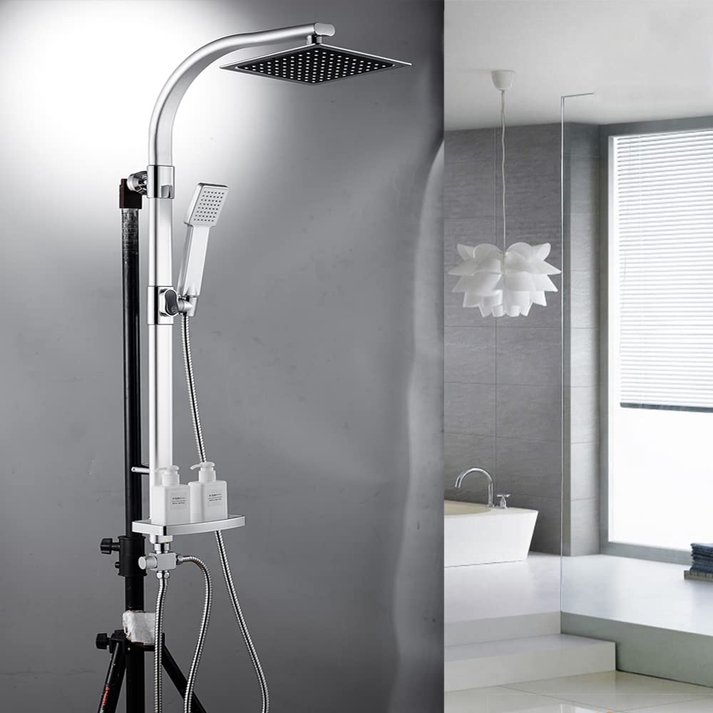 Ensemble de douche avec pommeau de douche, colonne de douche, colonne de douche, colonne de douche, colonne de douche, tuyau et porte-savon, chromé