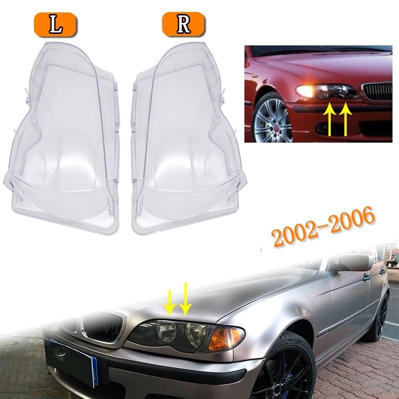 Lentilles De Phare Pour BMW Série 3 E46 (2001-2005 Facelift) - Lot De 2 Pièces (gauche Et Droite) - Référence OEM 63126924043/44 - En Polycarbonate Transparent