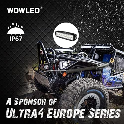 WOWLED 6 Inch LED Light Bar for 4x4, 2 Pack 18W LED Work Light 12V Flood Motorbike Work Lamp, LED Bar Lights Fog Lights for Off Road Driving, LED Reverse Lights for Trucks SUV ATV UTE 4WD
