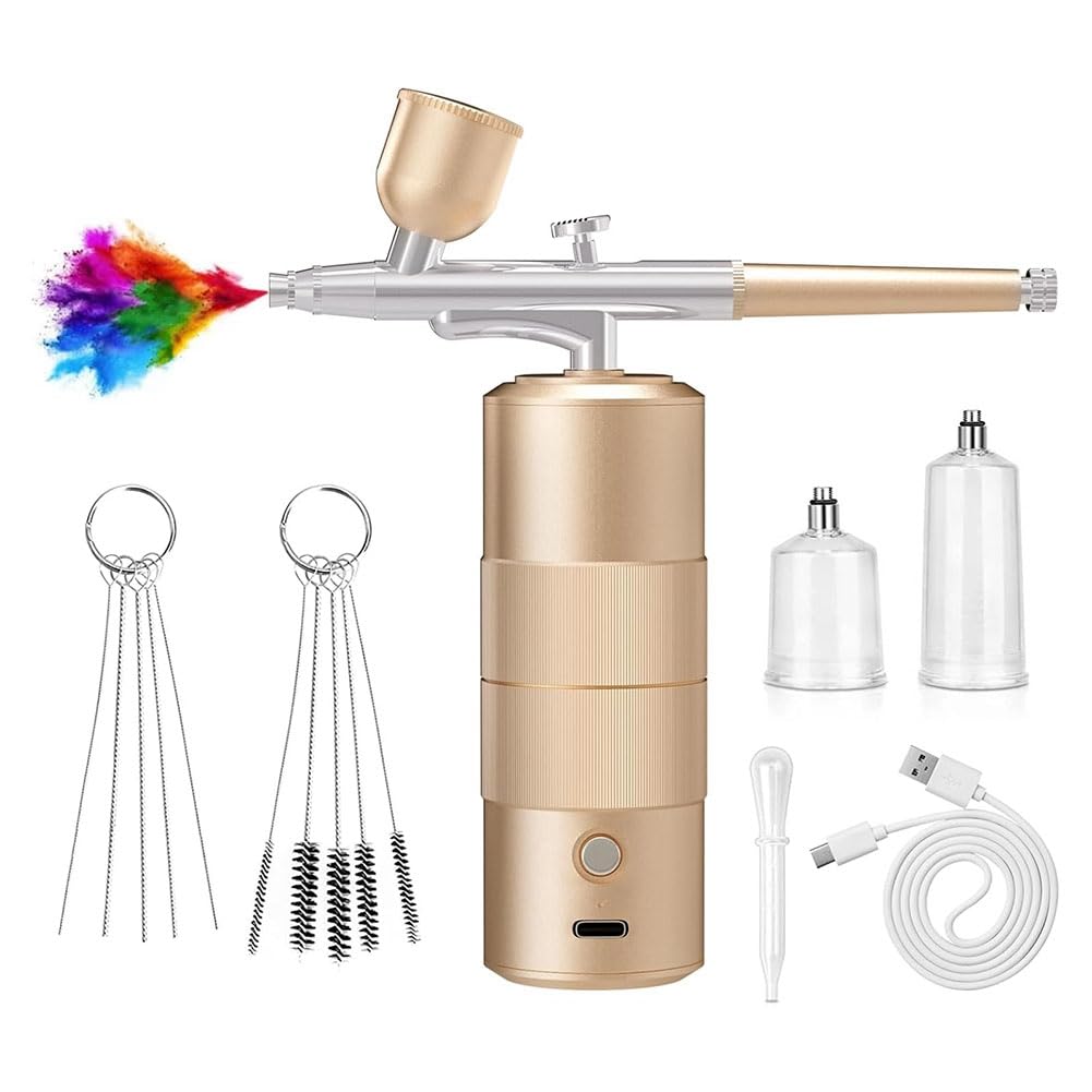 Kit aérographe avec compresseur doré et buse fine de 0,3 mm