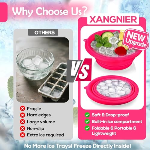 Image of Ice Facial Bowl | Facial Cold Plunge | Collapsible Bowl For Face Ice Bath with Built-In Icetray | Facial Ice Therapy for Acne Relief and Pore Shrinking, Cold Therapy for Home, Travel & Parties (ROSY RED)